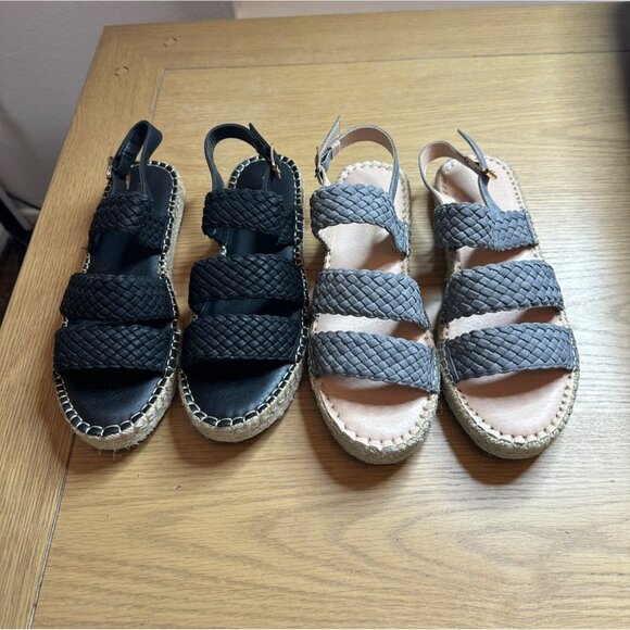 Chase & Chloe Women's Woven Strap Platform Sandals Lot of 2  Black & Gray Size 9 - Picture 1 of 15